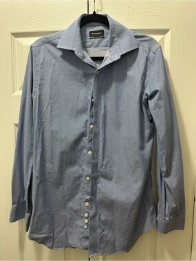 Esquire Light Blue Striped Long-Sleeve Dress Shirt